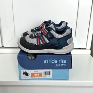 NWT Stride Rite Toddler SRT Jasper shoes, Size 6M, grey and Navy